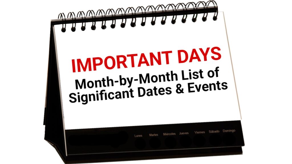 Important Days: Month-by-Month List of Significant Dates & Events